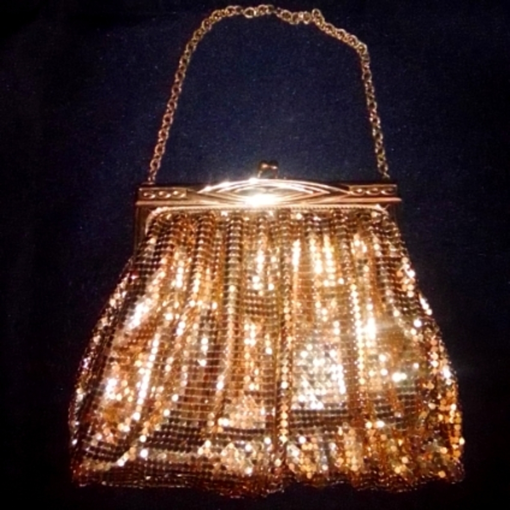 Vintage Whiting And Davis Mesh Gold Handbag Medium